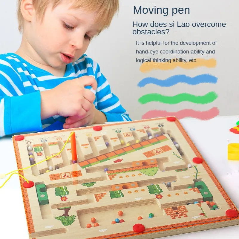 Magnetic Maze™ - Värikästä laskemista - Puinen pelilauta