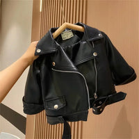 Thumbnail for Girls Leather Jacket – Kestävä ja tyylikäs – Nahkainen lasten takki