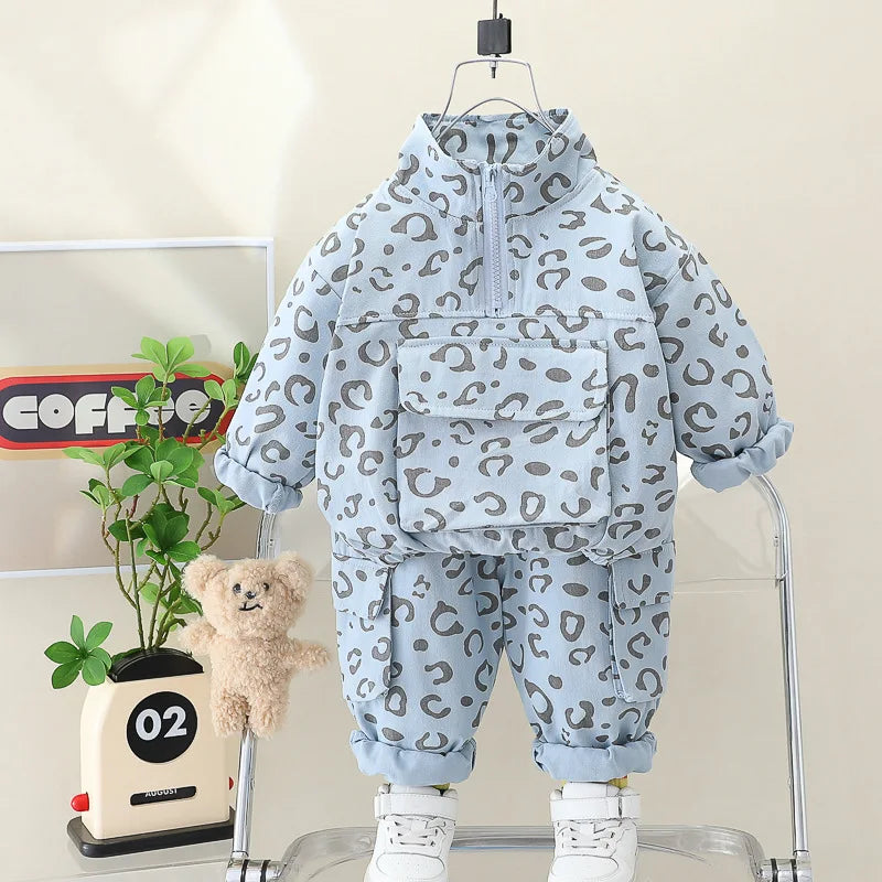 Mini Fashion™ -Tyylikäs leopardi printti - 2-osainen vaatesetti