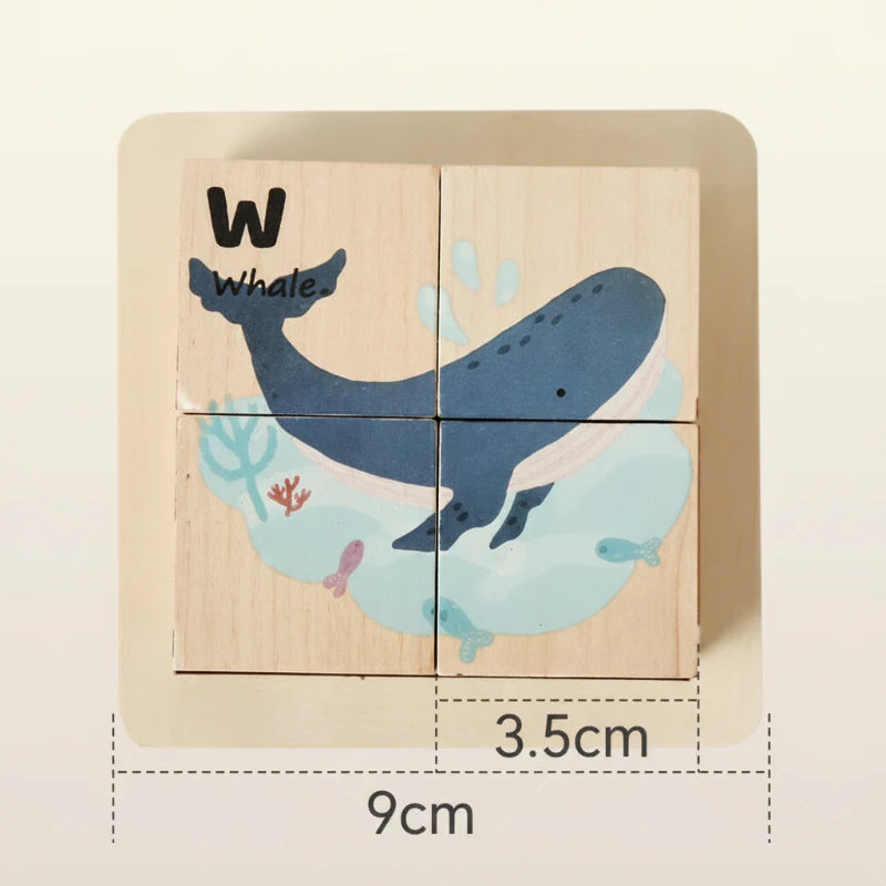 WoodMind – Luova ja opettavainen – 6-in-1 Montessori-eläinpuupalapeli