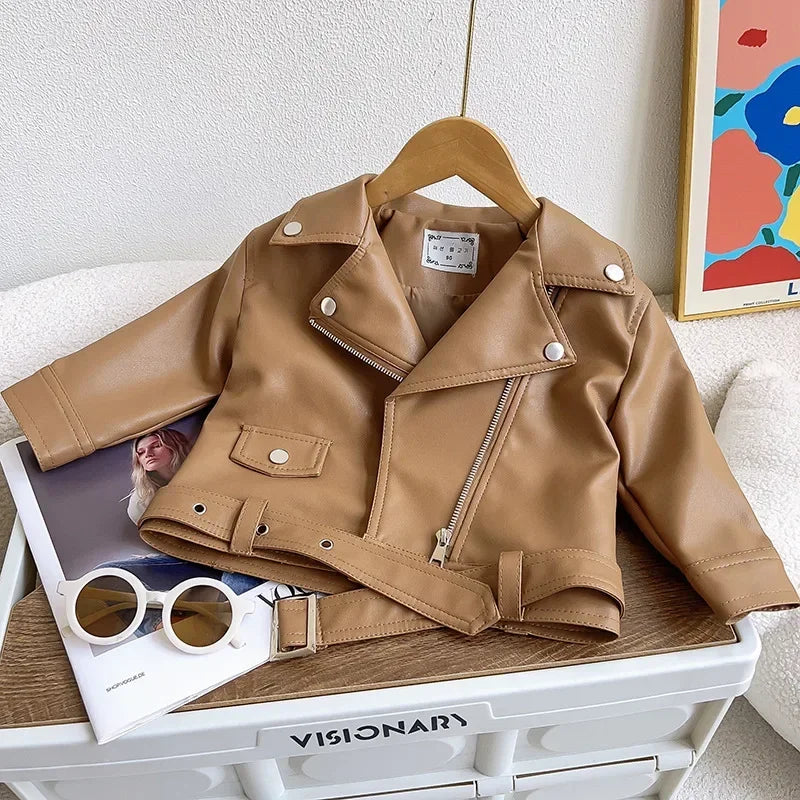Girls Leather Jacket – Kestävä ja tyylikäs – Nahkainen lasten takki