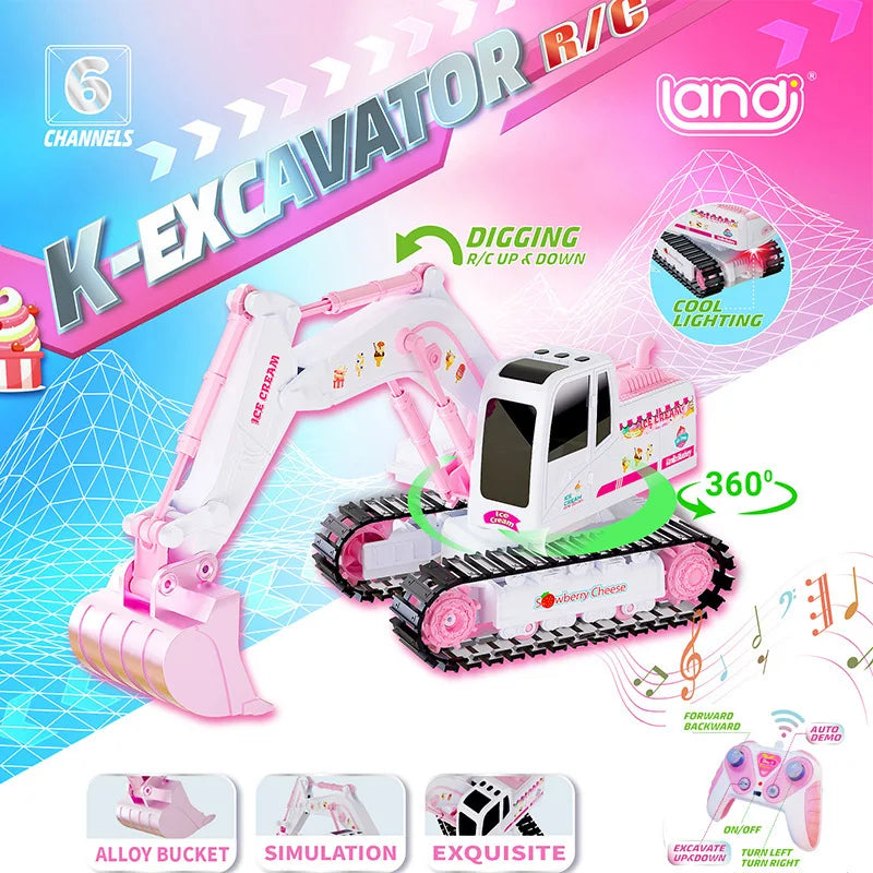 Pink Power Digger™ – Kaivurilelu tytöille - RC-kaivinkone
