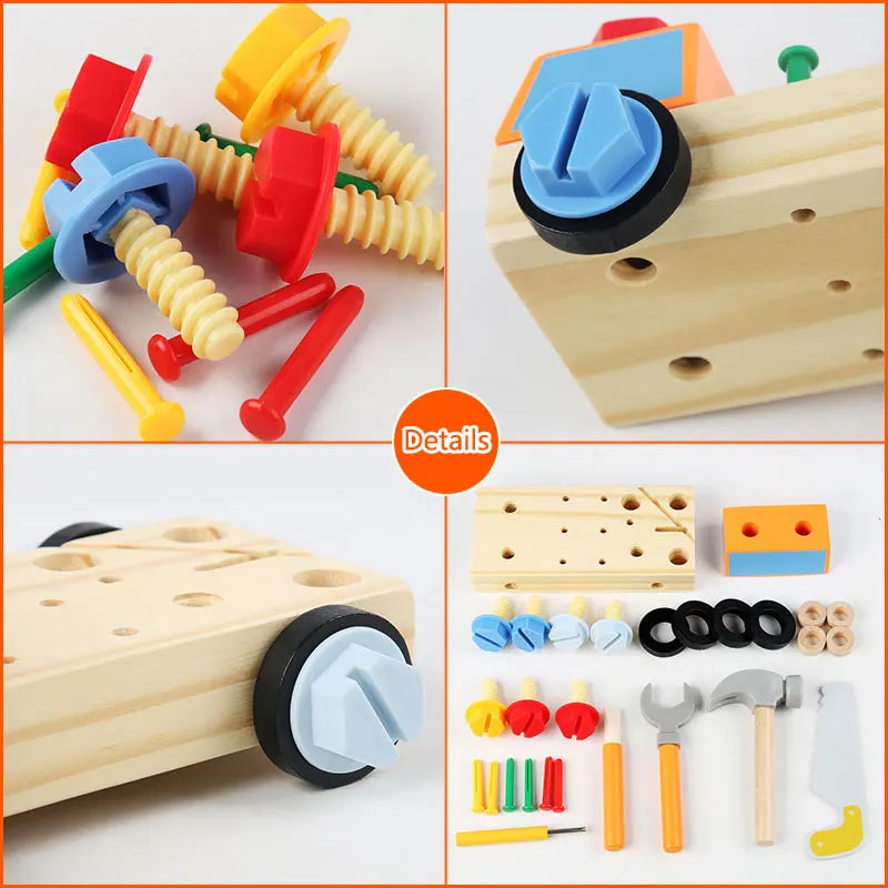 Woods™ - Väännä ja opi - Montessori-auto ruuvilauta