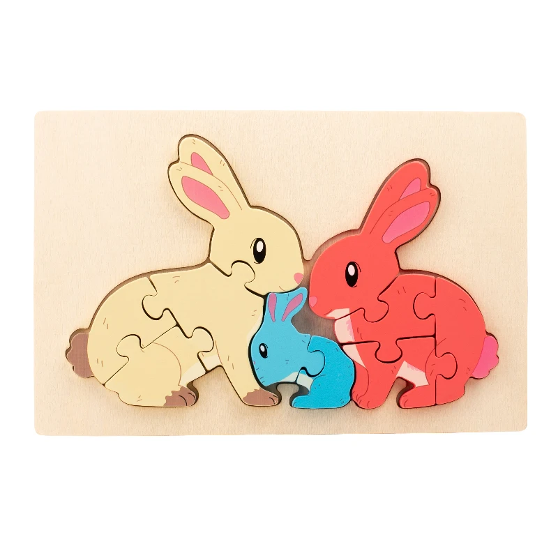 Animal Puzzle™ – Tutustu ja opi – Cartoon puinen palapeli