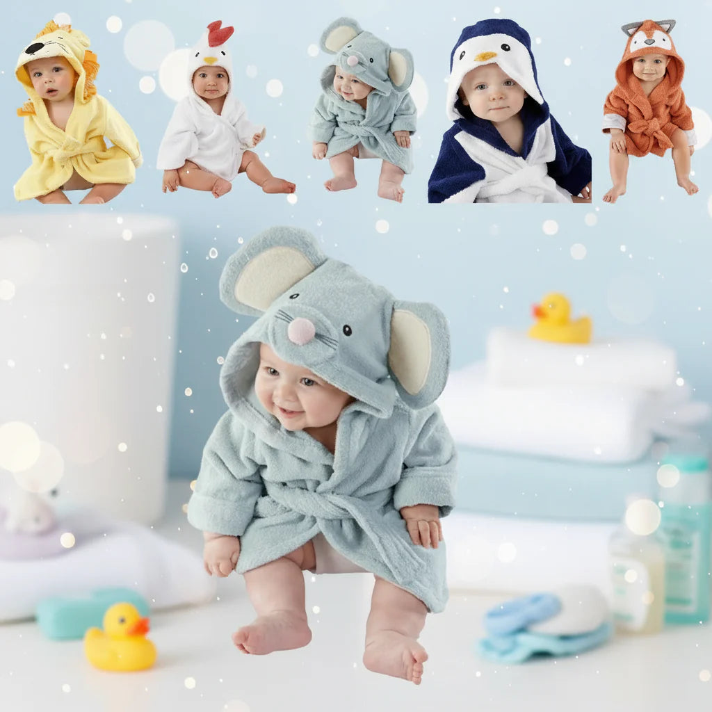 CozyNest – Pehmeä ja imukykyinen – eläinaiheinen kylpytakki