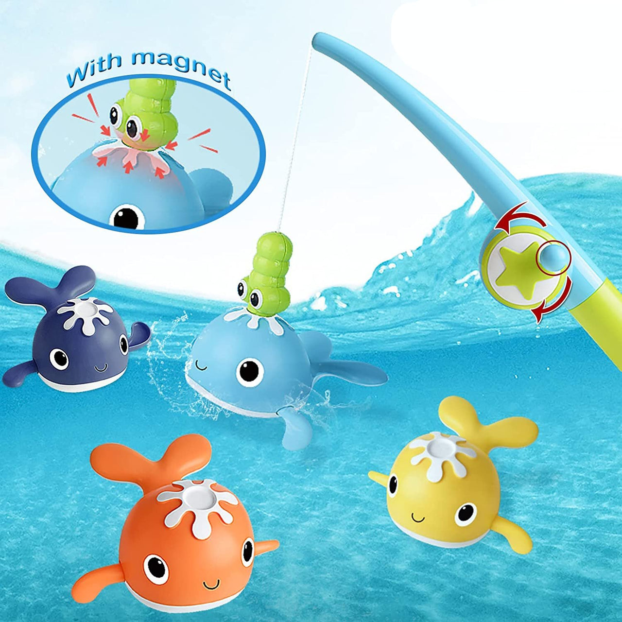 Bath Buddies™ - Kalasta söpöjä kylpyleluja - Uivat valaat